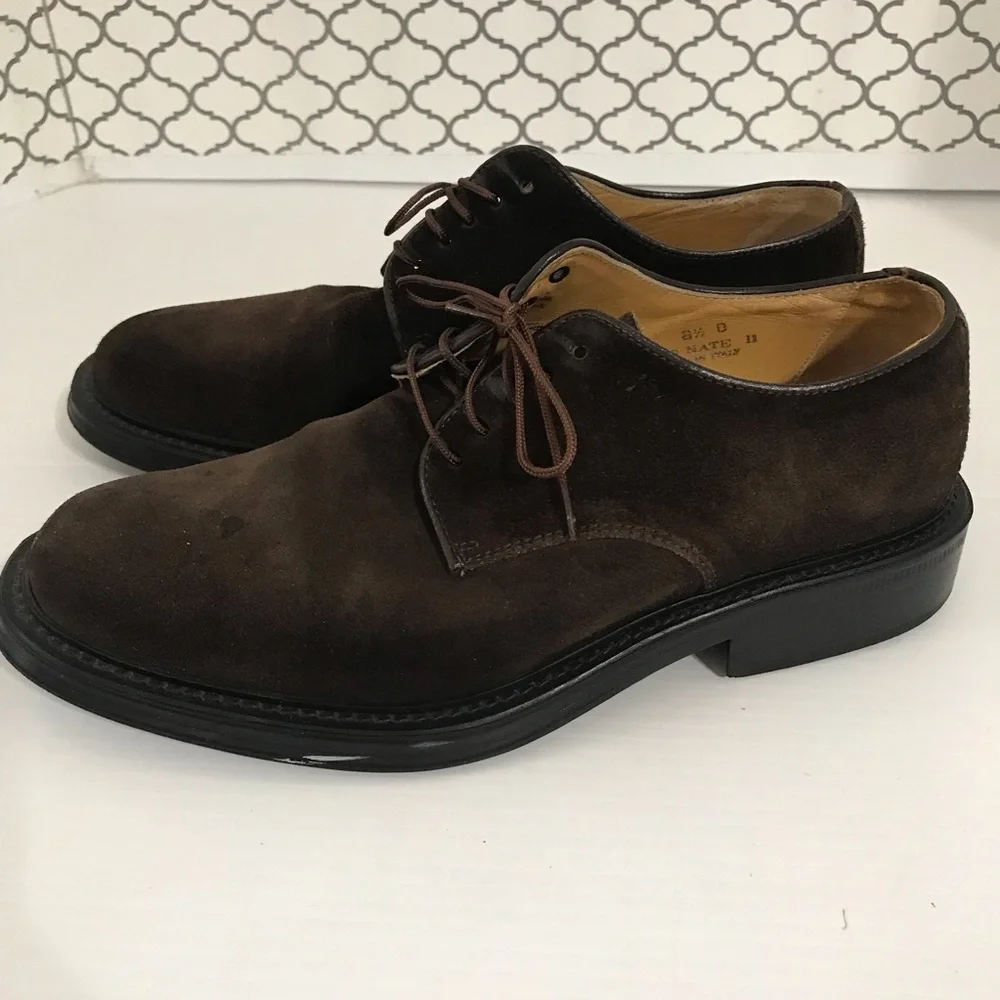 Coach made in Italy Men's Brown Suede Plain-Toe Derby Shoes Size 8.5D